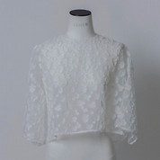 SHEER JACQUARD CROPPED BLOUSE