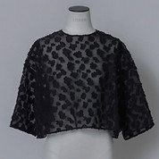 SHEER JACQUARD CROPPED BLOUSE